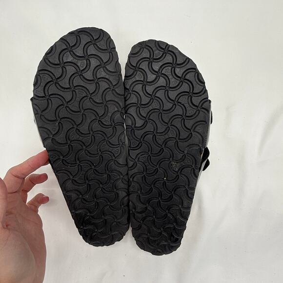 Birkenstock Ibiza Two Strap Black Patent Birk Flor Sandals Sz 39 EU / 8 US Women - Picture 9 of 9